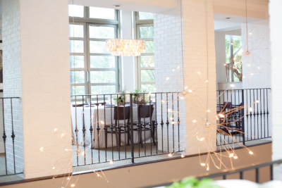 Interior, cozy seating area on the balcony